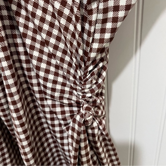 Brown and White Checkered  Gingham Swimsuit Dress Lands End - Picture 3 of 7